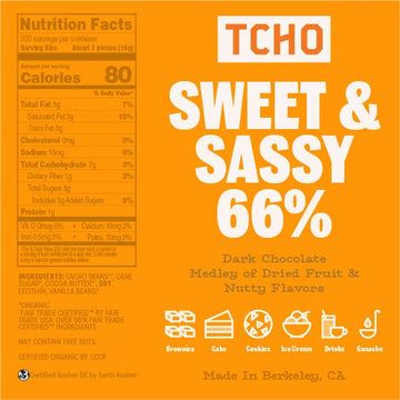 Tcho Sweet & Sassy 66% Dark Chocolate Baking Couvertures (6.6Lb Bag) | Organic & Fair Trade Certified | Non Gmo, Non-Dairy, Vega