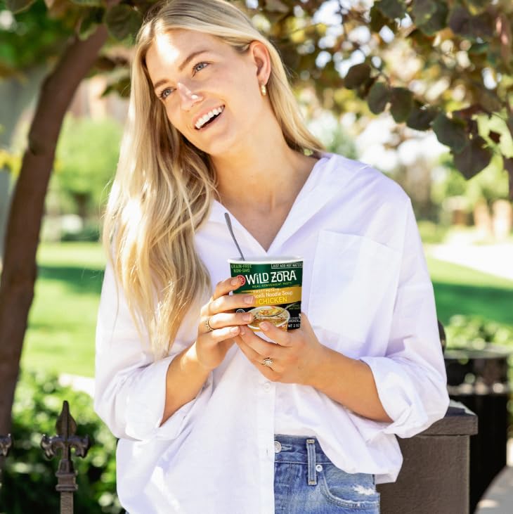 Wild Zora Chicken Noodle Soup Cup, 4 Pack, Paleo, AIP Friendly, Gluten-Free, Grain-Free Vermicelli Glass Noodles, Instant Ramen