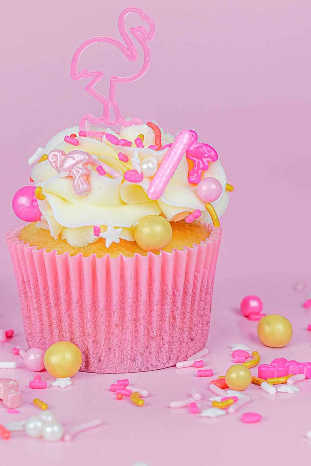 Sweets &   Boutique Pink Flamingo Party Sprinkles - Tropical Ocean Cake Toppings, Rose Pastel Jimmies, Gold Nonpareils