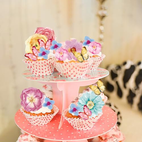 102Pcs Edible Flowers And Butterfly Cake Topper Cupcake Wafer Paper Wedding Themed Party Kids Wedding Girl Women Party Birthday