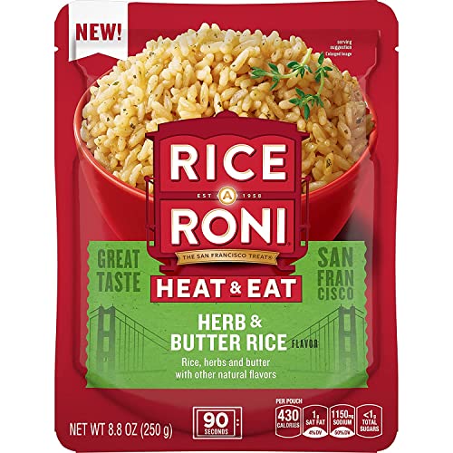 Rice-A-Roni Heat & Eat Rice, Microwave Rice, Quick Cook Rice, Herb & Butter, (8 Pack)