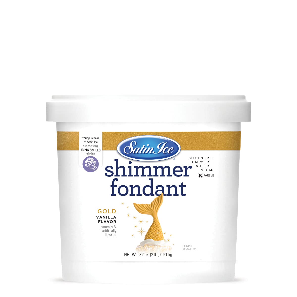 Satin Ice Gold Shimmer Fondant, Vanilla, 2 Pounds