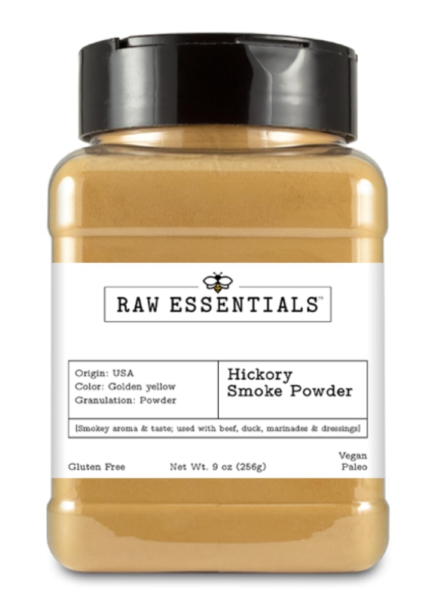 Raw Essentials Hickory Smoke Powder - Specialty Spice for Smoky Flavor - 9 Ounce Bottle