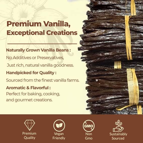Akshit Bulk Vanilla Beans Grade A+, 100 Count for Homemade Extract, Baking, 6-8 Inches