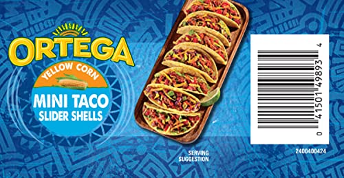 Ortega Mini Taco Slider Shells, Yellow Corn, 4.4 Ounce, 18 Shells