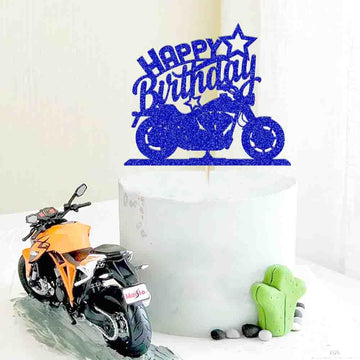 Ruscalin Happy Birthday Cake Topper Black Flash Motorcycle Party Decoration Birthday Party Cake Decoration