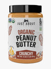 Just About Foods Organic & Keto Peanut Butter Crunchy 1 lb Gluten-Free, No Sugar Added, Palm Oil Free Single Ingredient, Unsweet