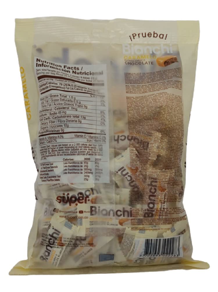 Bianchi Milk Candy With White Chocolate Flavor Center, 100 Units Bag