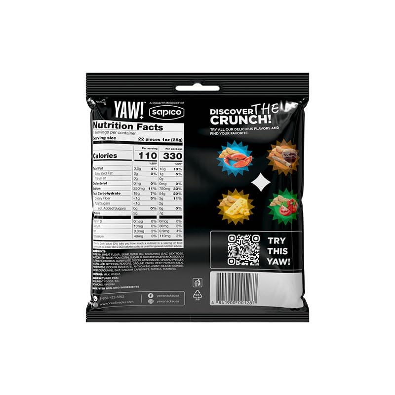 YAW! Baked Baguette Bites, Sour Cream & Onion, Non-GMO, 3 Pack, 9oz, Crunchy Snack