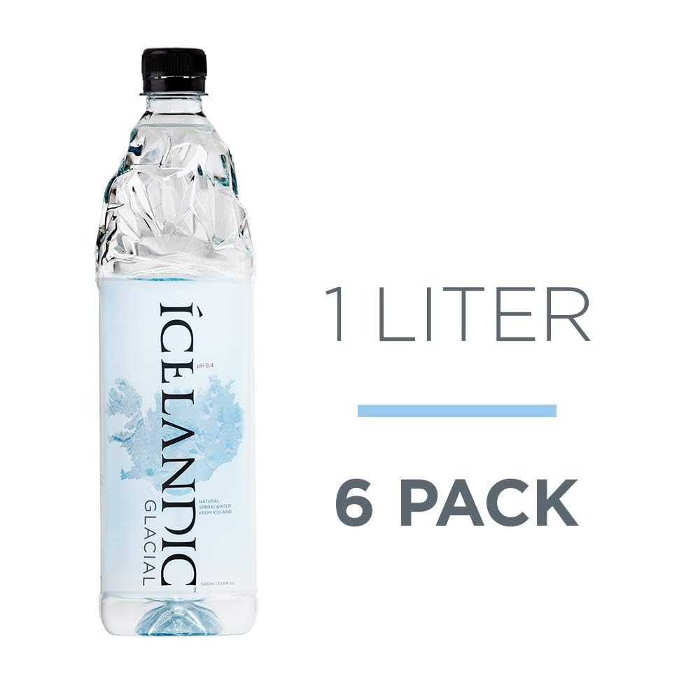 Icelandic Glacial Natural Spring Alkaline Water, 1 Litre, Pack of 6, Clear, Model 00211302