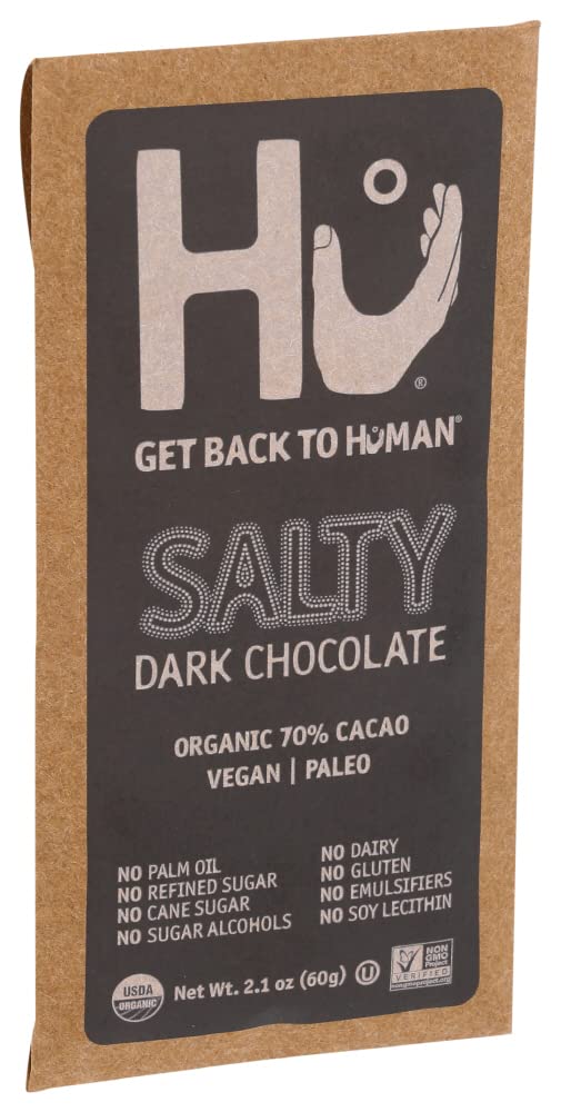 Hu Salty Dark Chocolate, Natural Organic Vegan, Gluten Free, Paleo, Non GMO, Fair Trade Dark Chocolate, 2.1oz