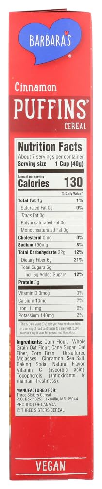 Barbara'S Bakery Cinnamon Puffins Cereal, 10-Ounce Boxes (Pack Of 12)
