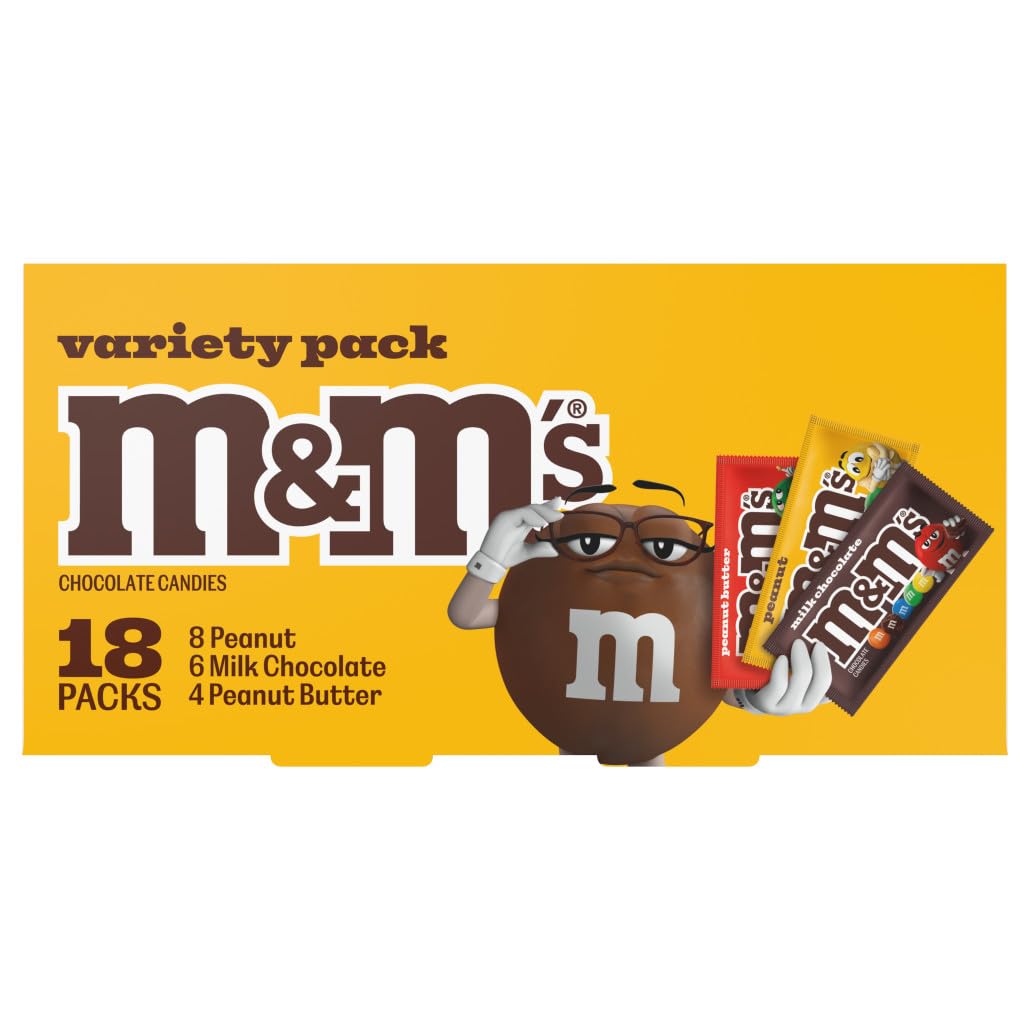 M&MS Peanut, Peanut Butter & Milk Chocolate Variety Pack, Full Size Assortment, 30.58 oz, 18 ct