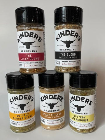 Seasoning Set, KINDERS, Roast Chicken, Buttery Burger Blend, The Blend, The Steak Blend, Buttery Steakhouse Special Select Sampl