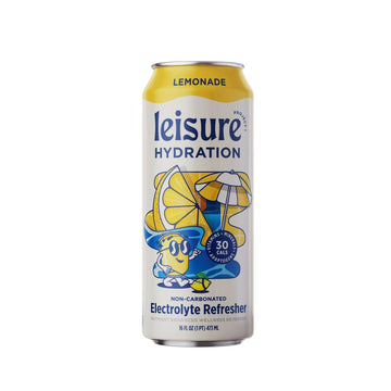 Leisure Drinks - Lemonade Electrolyte Drink [Electrolyte Refresher - 16oz Cans, 12pk] - Low Sugar Lemonade Hydration Drink - Hea