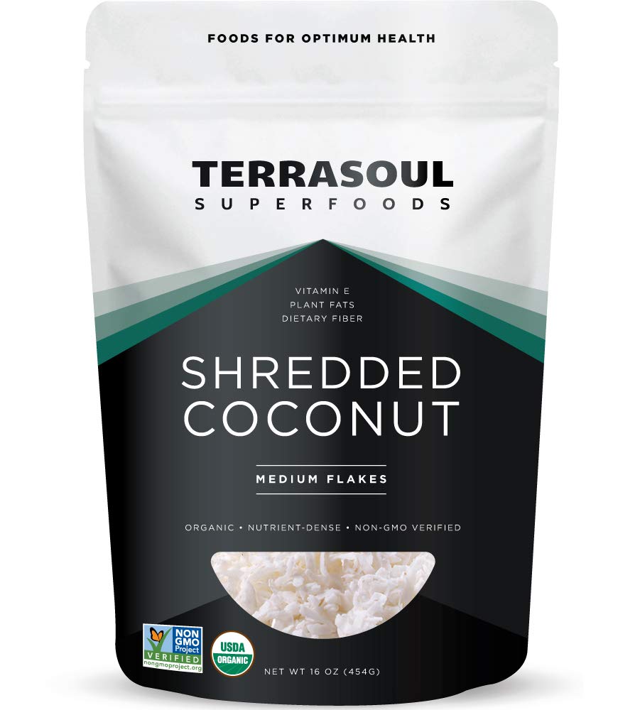 Terrasoul Superfoods Organic Coconut Flakes, Unsweetened, Medium Flakes, 16 Ounce