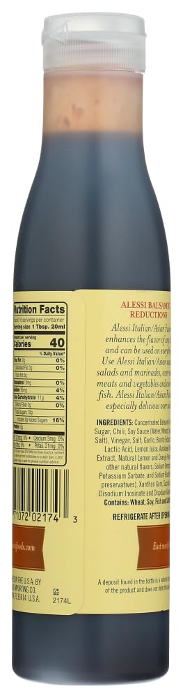 Alessi Balsamic Vinegar Reduction, Autentico From Italy, Ideal On Caprese Salad, Fruits, Cheeses, Meats, Marinades (Italian & Asian Fusion, 8.5 Fl Oz (Pack Of 1))