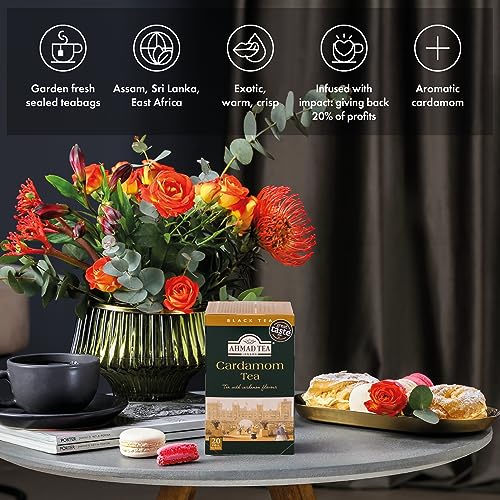 Ahmad Tea Black Tea, Cardamom Teabags, 20 Ct (Pack Of 1) - Caffeinated & Sugar-Free