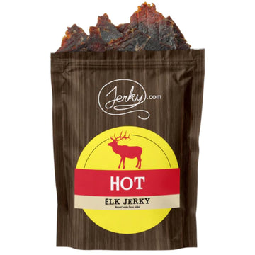 Jerky.com Exotic Hot Elk Jerky - Wild Game Meat Snacks, Exotic Snacks, High-Protein, All-Natural, No Added Preservatives - Healt
