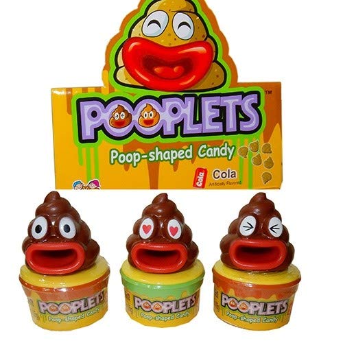 Kidsmania Pooplets Poop Emoji Shaped Candy Toy - Display Box Of 12 Count