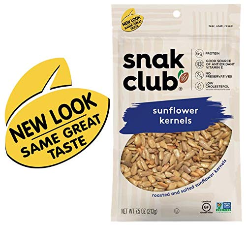 Snak Club Roasted & Salted Sunflower Kernels  7.5 Ounce (Pack of 6)