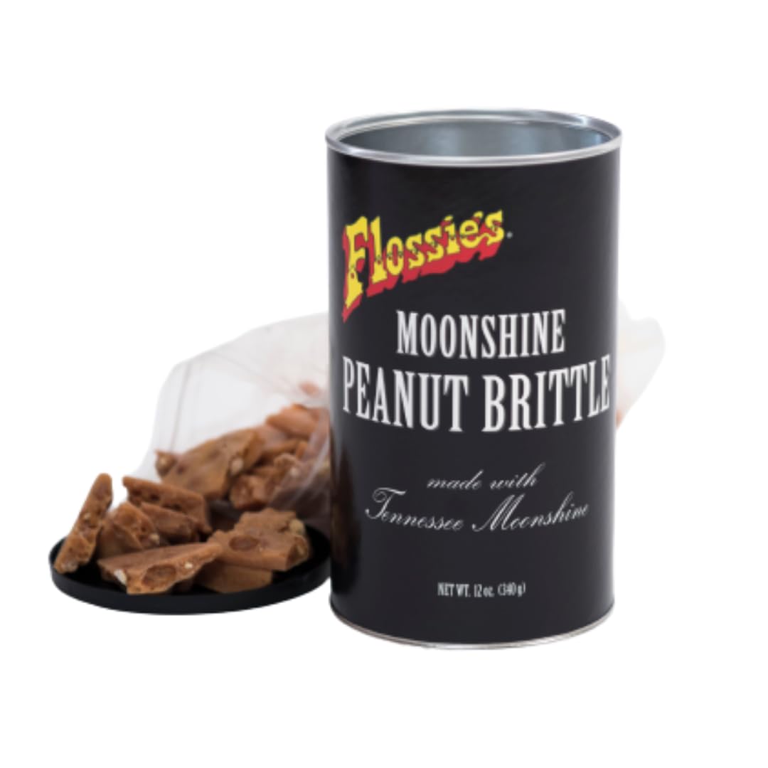 Flossies Classic Peanut Brittle, Handmade Crunchy Candied Peanuts, 12 oz Can