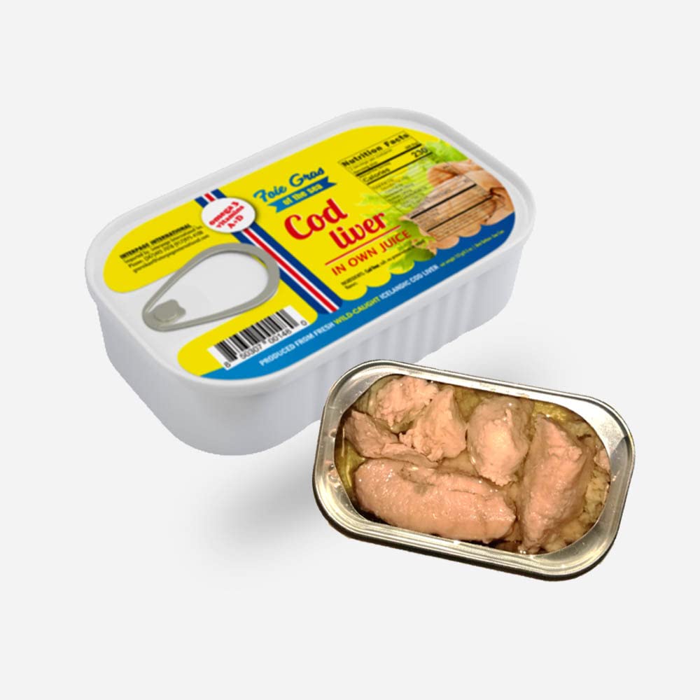 Foie Gras of the Sea Icelandic Wild-Caught Cod Liver (Foie de Morue) in Own Oil, 4.3 oz (Pack of 12) - Natural Source of Omega-3