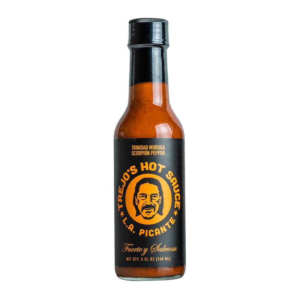 Trejos Tacos Hot Sauce - Trinidad Moruga Scorpion Pepper - All-Natural, Gluten-Free, 5 oz, Dark Brown