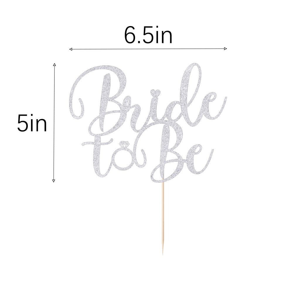 Sodasos Silver Glitter Bride To Be Cake Topper - Bridal Shower Cake Topper,For Wedding Shower;Engagement;Bachelorette;Hen Party Decorations (Silver)