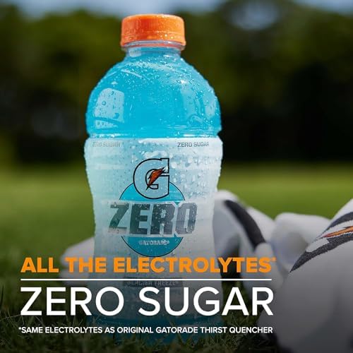 Gatorade Thirst Quencher Zero Sugar Sports Drink, Fruit Punch, 20oz Bottles, 8 Pack, Electrolytes for Rehydration
