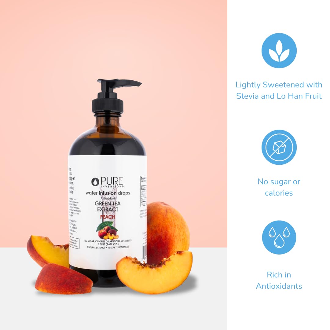 Pure Inventions Water Infusion Drops - Green Tea Electrolytes - 16 Fl Oz - Peach