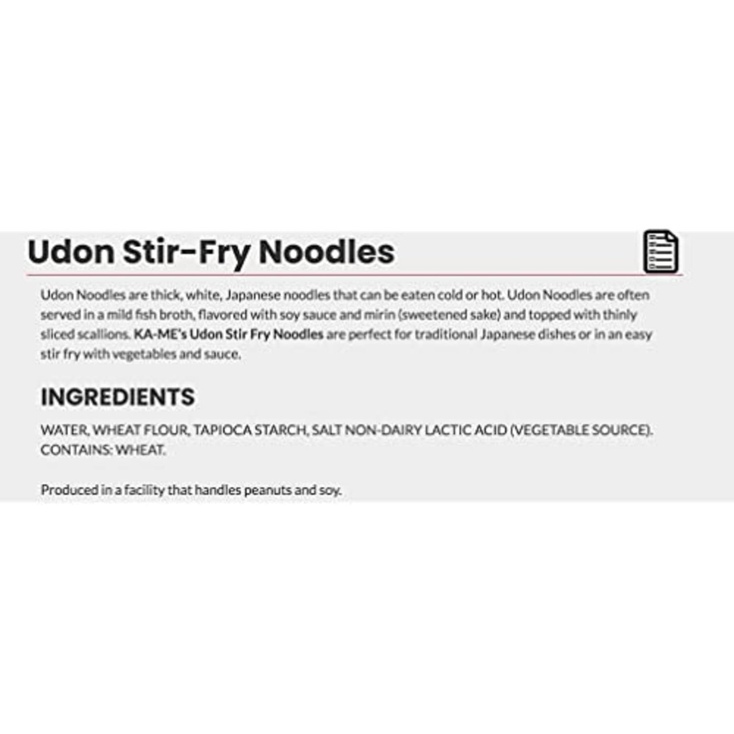 KA-ME Udon Noodles - Fresh Cooked Stir Fry Noodles 14.2 oz (Pack Of 6), No Preservatives/MSG, Instant & Microwaveable, Perfect f