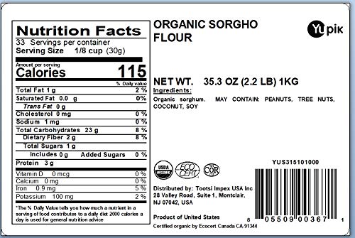 Yupik Organic Sorghum Flour, 2.2 lb (Pack of 2)