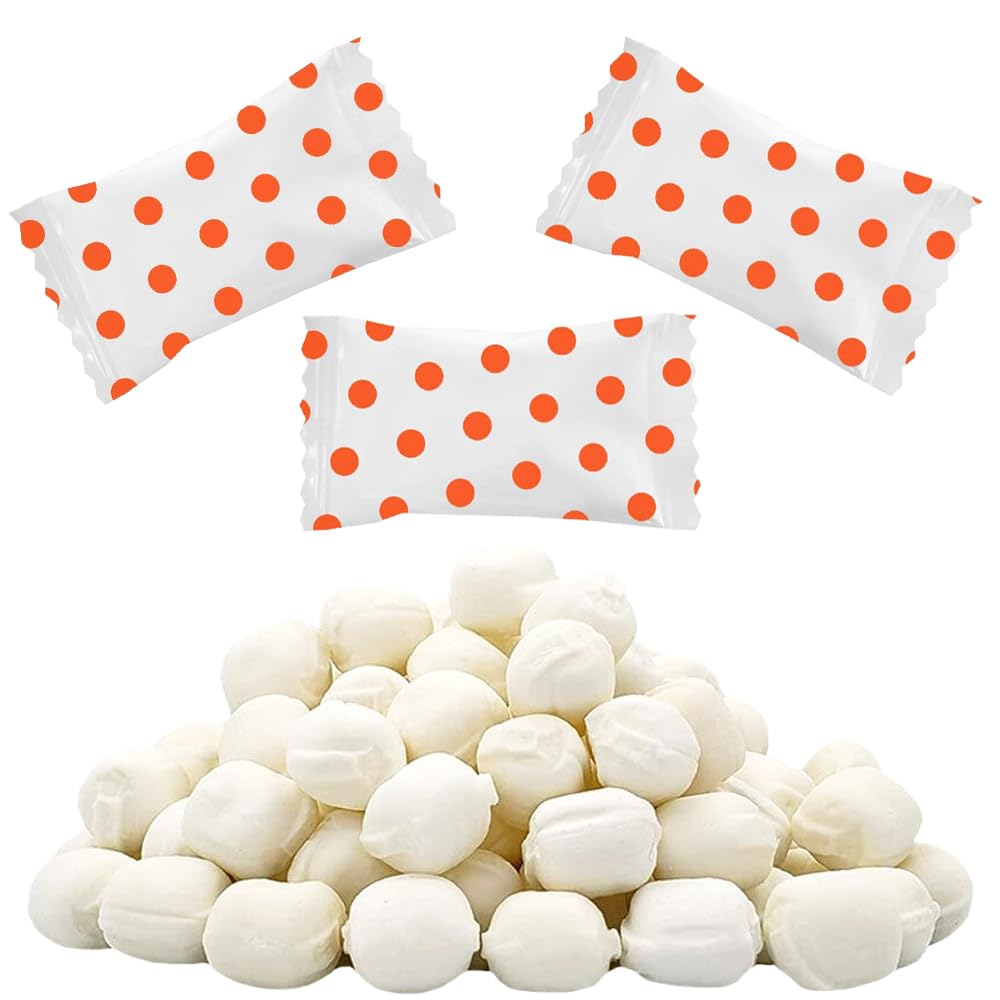 Fruidles Big Dots Buttermint Candy, Mint Candies, After Dinner Mints, Fat-Free, Kosher Certified, Individually Wrapped (Orange, 55 Pieces)
