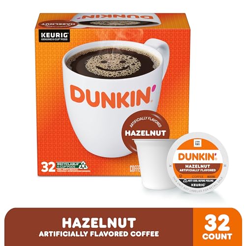 Dunkin Hazelnut Flavored Coffee, 32 Keurig K-Cup Pods