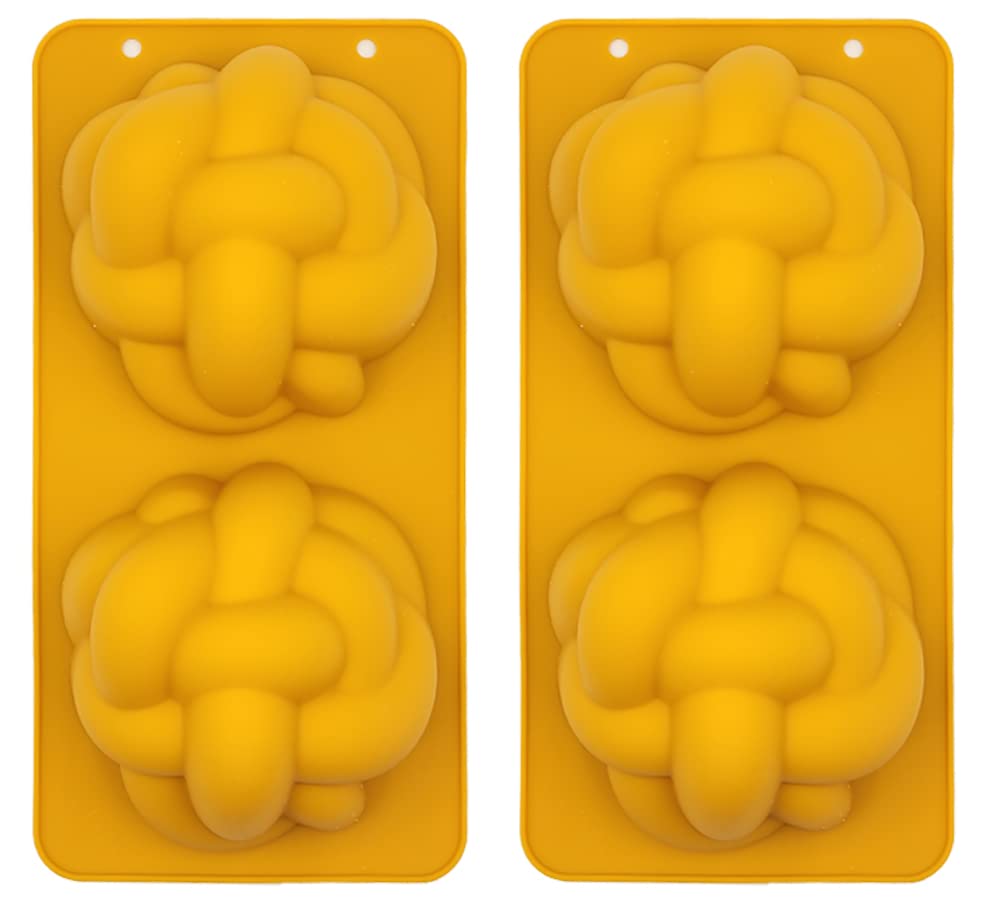The Dreidel Company Silicone Challah Braid Bread Mold Bakeware, Small Challettes, Perfect Kosher Challah Braided Baking Mold Pan
