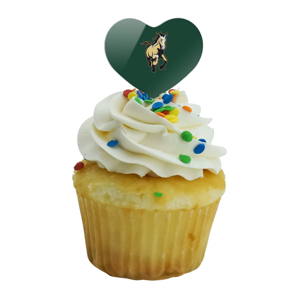 GRAPHICS & MORE Cupcake Picks Set of 6 - Acrylic Decoration Toppers - Cal Poly Secondary Logo Heart Design