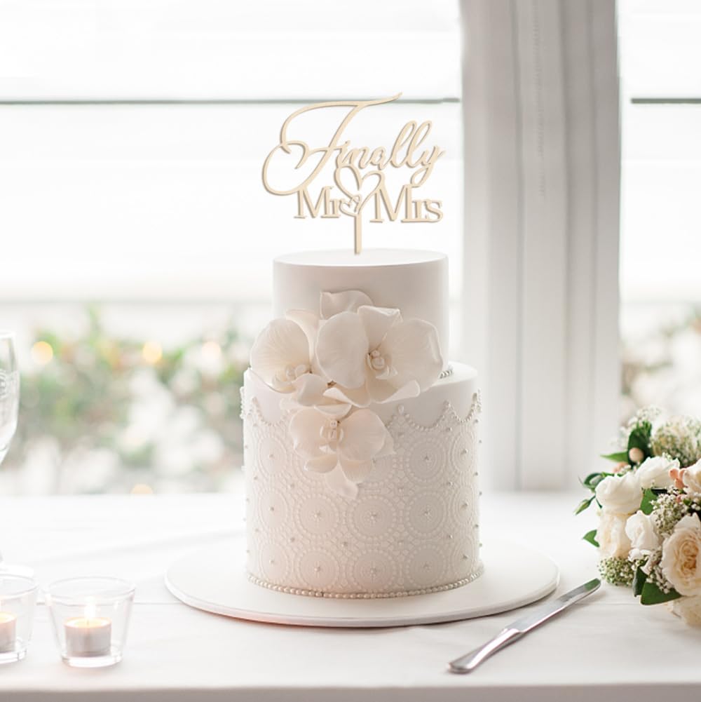 Alewoaly Wedding Cake Topper, Romantic Bridal Shower Decoration, Wooden, Model HD, Cardboard Material