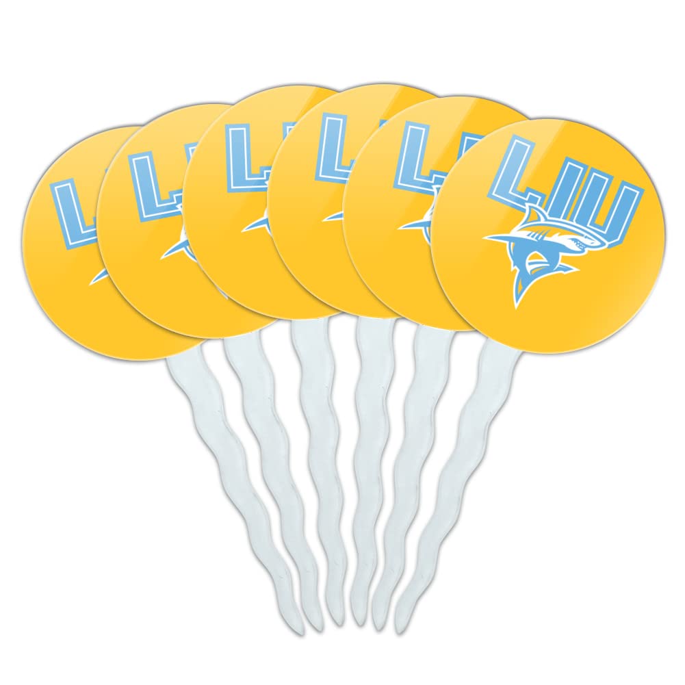 Long Island University Secondary Logo Cupcake Picks Toppers Decoration Set of 6