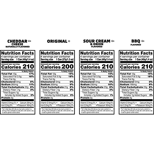 Pringles Potato Crisps Chips, Lunch Snacks, Office And Kids Snacks, Grab N' Go, Variety Pack (16 Cans)