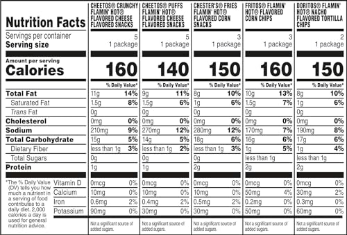 Frito-Lay, Variet Pack Snack Chips, Flamin' Hot Mix, 18 Count