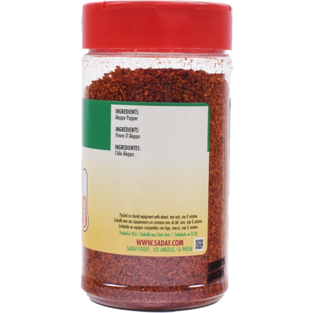 Sadaf Aleppo Pepper Flakes - 4.4 Oz Shaker Bottle - Ideal for Middle Eastern Cuisine - Kosher Red Seasoning