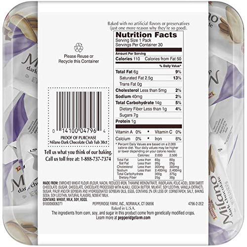 Pepperidge Farm Dark Chocolate Milano Cookies 22.5 Oz, 30-Count (Pack Of 2)