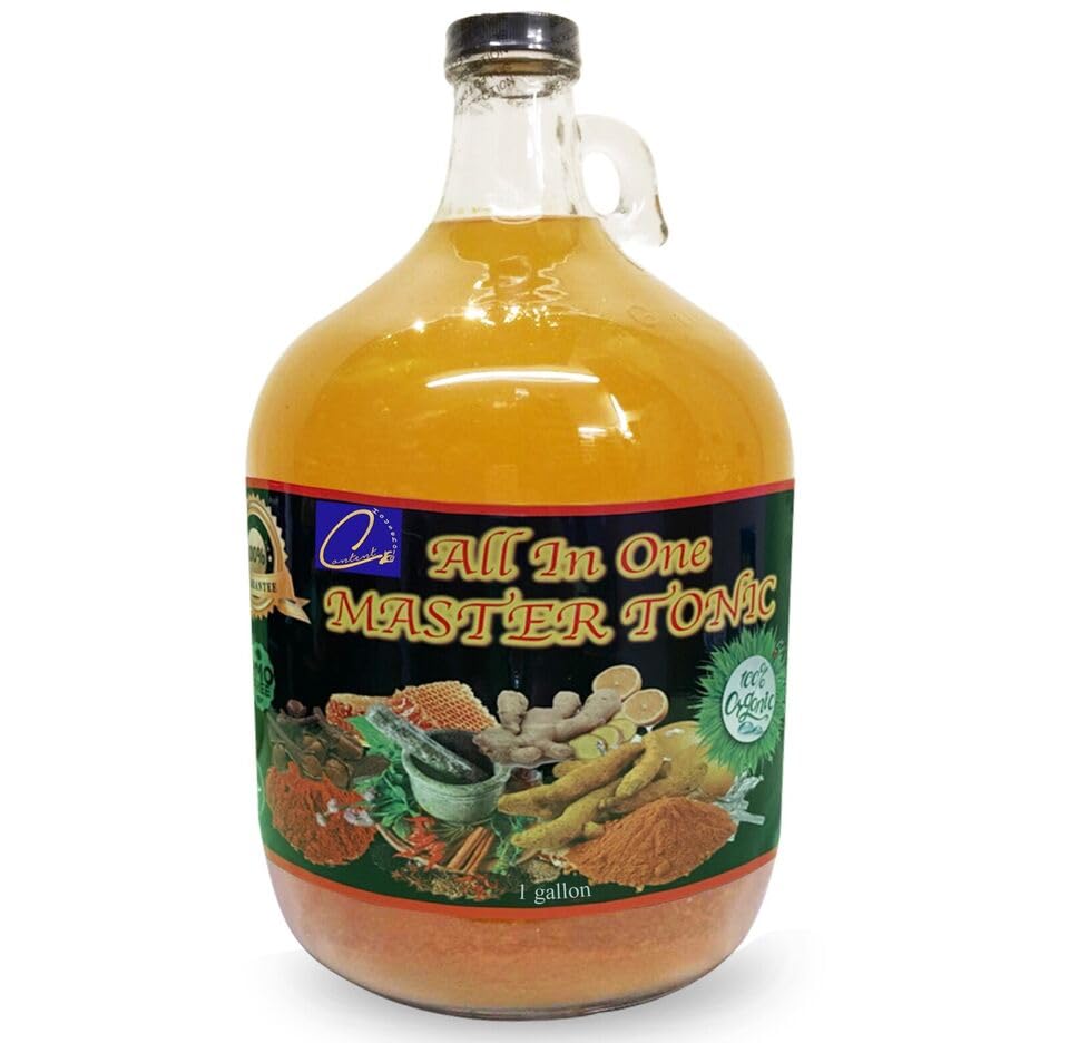 Content Household Apple Cider Vinegar Master Tonic Shots - 128 Fl Oz - Contains Cinnamon, Cloves, Lemon, Ginger, Turmeric, Cayenne Pepper, Honey
