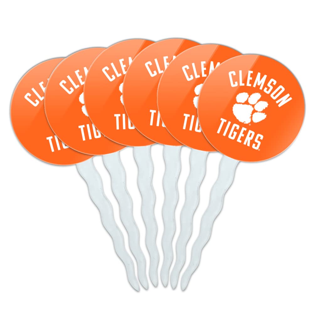 Clemson University Tigers Logo Cupcake Picks Toppers Decoration Set Of 6