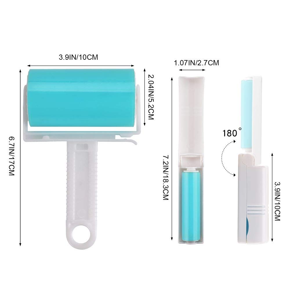 Washable Lint Roller 4 Pack, Reusable Sticky Lint Roller Dog Cat Hair Remover Brush For Clothes, Pet Hairs, Carseats