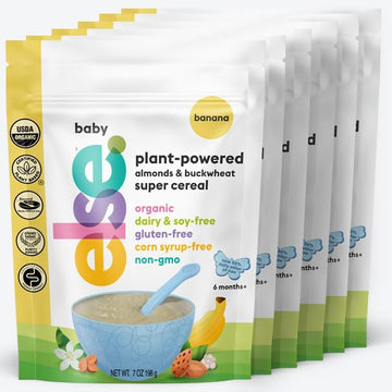 Else Nutrition Baby Cereal Stage 1 For 6 Months+, High Iron, Plant Protein, Organic, Whole Foods, Vitamins And Minerals (Banana-