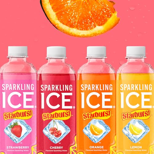Sparkling Ice STARBURST Orange, Zero Sugar Flavored Sparkling Water, with Vitamins and Antioxidants, Low Calorie Beverage, 17 fl