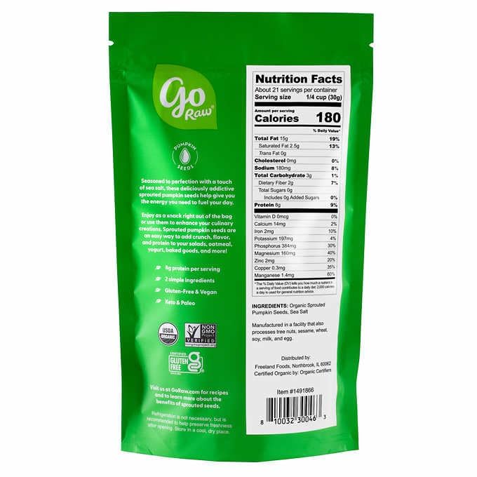 Generic Organic Sprouted Pumpkin Seeds with Sea Salt, 22 oz (1.4 lb) - Healthy Snack, Non-GMO, Gluten-Free