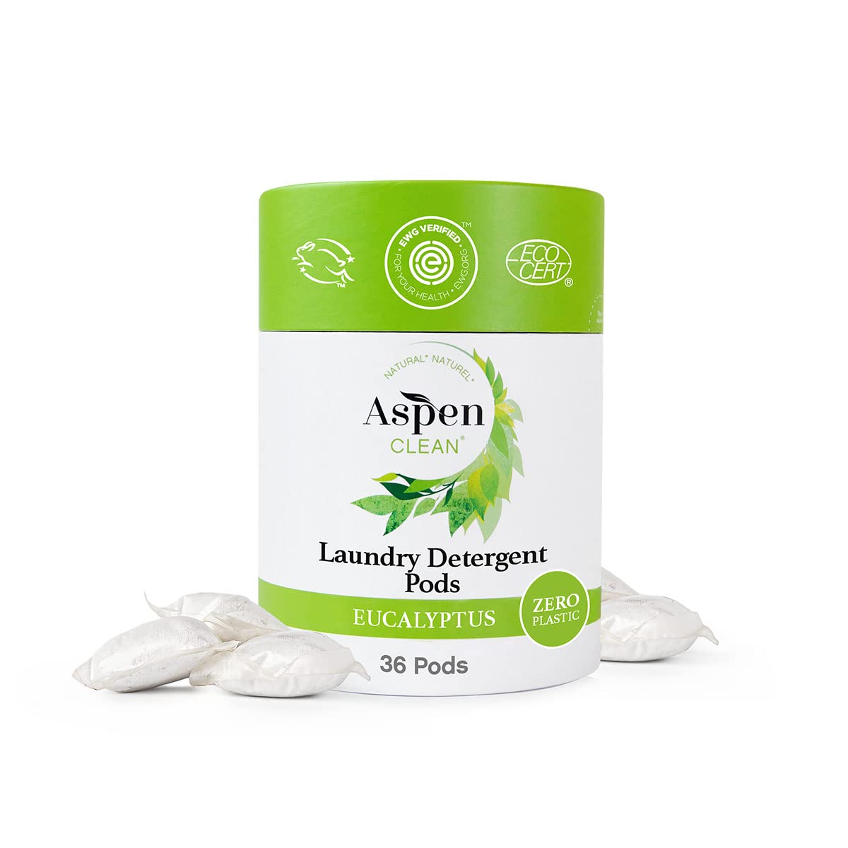 Eucalyptus Laundry Pods By Aspenclean, New And Improved Packaging, Zero Plastic, Vegan, Hypoallergenic Natural Laundry Detergent